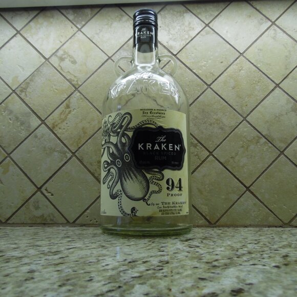 THE KRAKEN EMPTY 1.75 liter RUM BOTTLE DOUBLE HANDLE - Picture 5 of 5